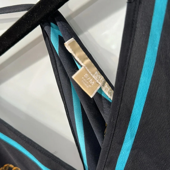 Michael Kors Women’s Blue Gold Nautical Scarf Wrap Tank Flowly Maxi Dress Sz S/M - Picture 4 of 7